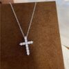 1 Sterling Silver 0.10ct Moissanite Cross Pendant Collarbone Necklace