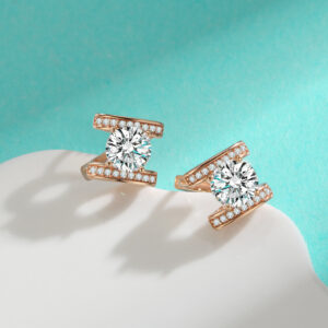 S925 Rose Gold Sterling Silver Moissanite Monogrammed Earrings