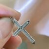 2 Sterling Silver 0.10ct Moissanite Cross Pendant Collarbone Necklace