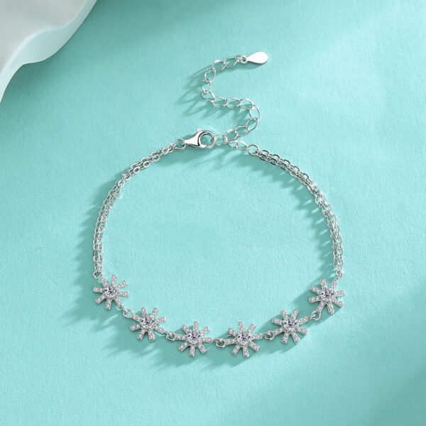 2 Women’s Moissanite Diamond double-layer octagonal Silver Bracelet