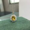 3 Silver Colorful Natural Stones Citrine8*10 Set of 3 Sunflower Ring Necklace Earring
