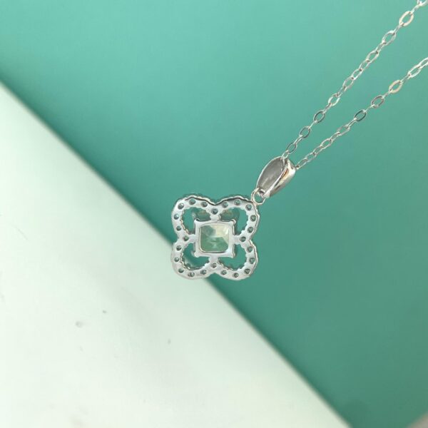 3 Silver Moissan Diamond Necklace Clover
