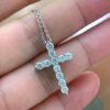 3 Sterling Silver 0.10ct Moissanite Cross Pendant Collarbone Necklace
