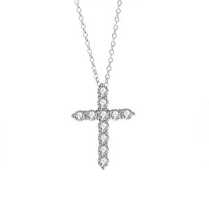 Sterling Silver 0.10ct Moissanite Cross Pendant Collarbone Necklace
