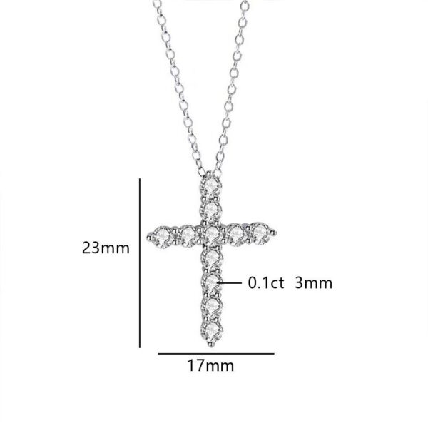 5 Sterling Silver 0.10ct Moissanite Cross Pendant Collarbone Necklace