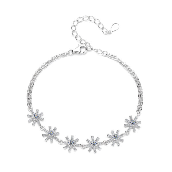 5 Women’s Moissanite Diamond double-layer octagonal Silver Bracelet