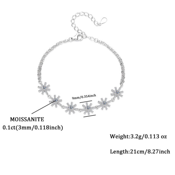 6 Women’s Moissanite Diamond double-layer octagonal Silver Bracelet