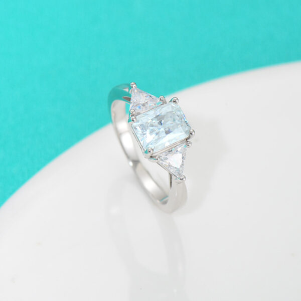 1 Silver Moissanite Baguette 2 Carat Shaped Diamond Ring