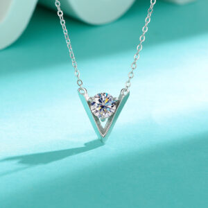 925 Silver V-Shaped Moissanite Necklace