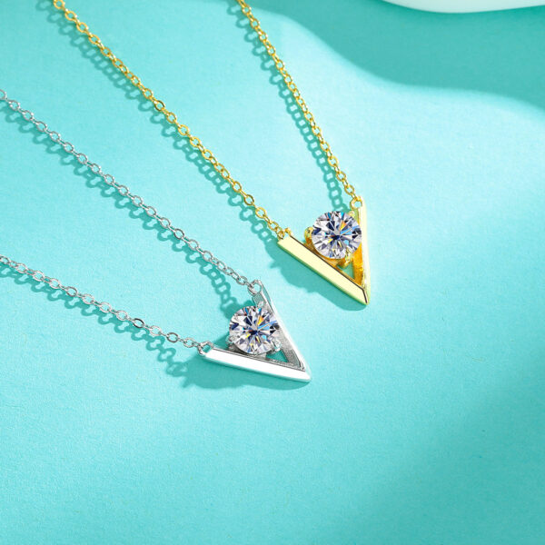 925 Silver V-Shaped Moissanite Necklace