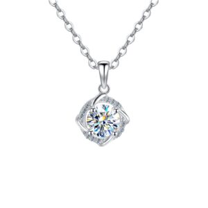 Moissan Diamond Silver Necklace Women Windmill
