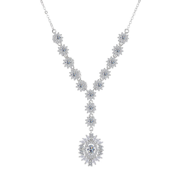 925 Sterling Silver Moissanite Sunflower Pendant Necklace