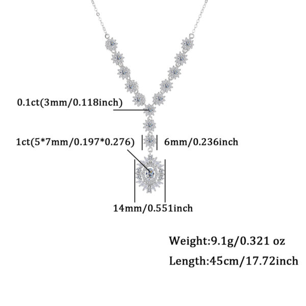 925 Sterling Silver Moissanite Sunflower Pendant Necklace